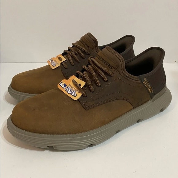 Skechers no Tie Slip In Garza Mens Size 10 Dark Brown NEW Without Box - Picture 1 of 12